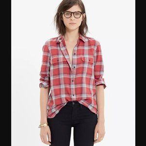 Madewell Ex-Boyfriend Button Down Shirt | Cherry Red | Size Small